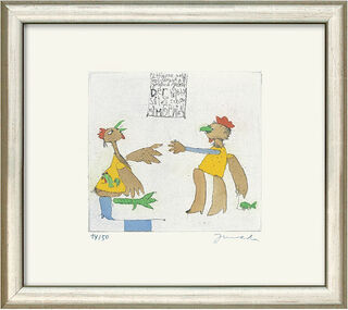Picture "Two New Guileless Chickens", framed