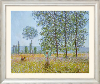 Bild "Felder im Frühling" (1887), Version silberfarben gerahmt von Claude Monet