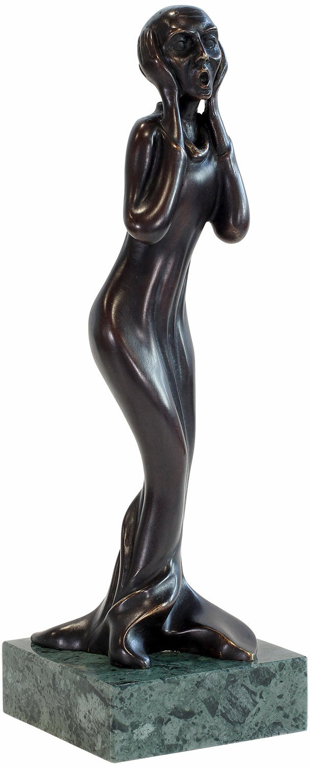 Sculptuur "De schreeuw" - naar Edvard Munch, brons von Jochen Bauer
