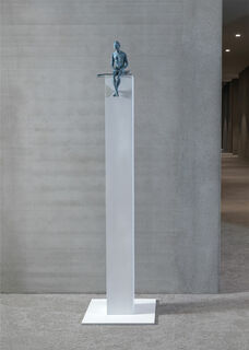 Sculpture "Icaro", bronze on stele by Raffaella Benetti