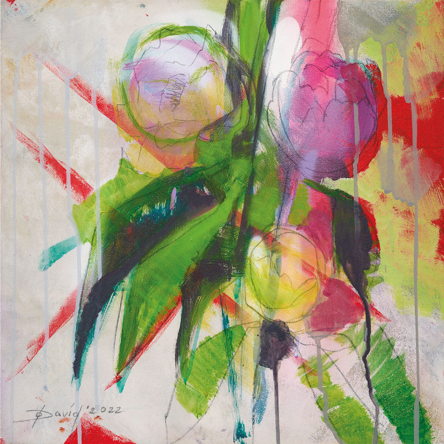 Bild "Bunte Pfingstrosen" (2022) von Olga David