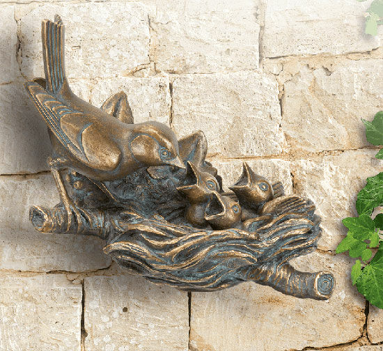 Objet de jardin / sculpture murale "Nid de pinson", bronze