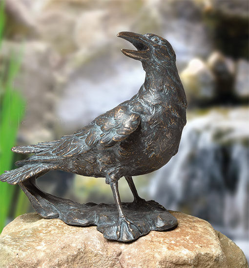 Gartenskulptur "Rabe, drehend" (ohne Stein), Bronze