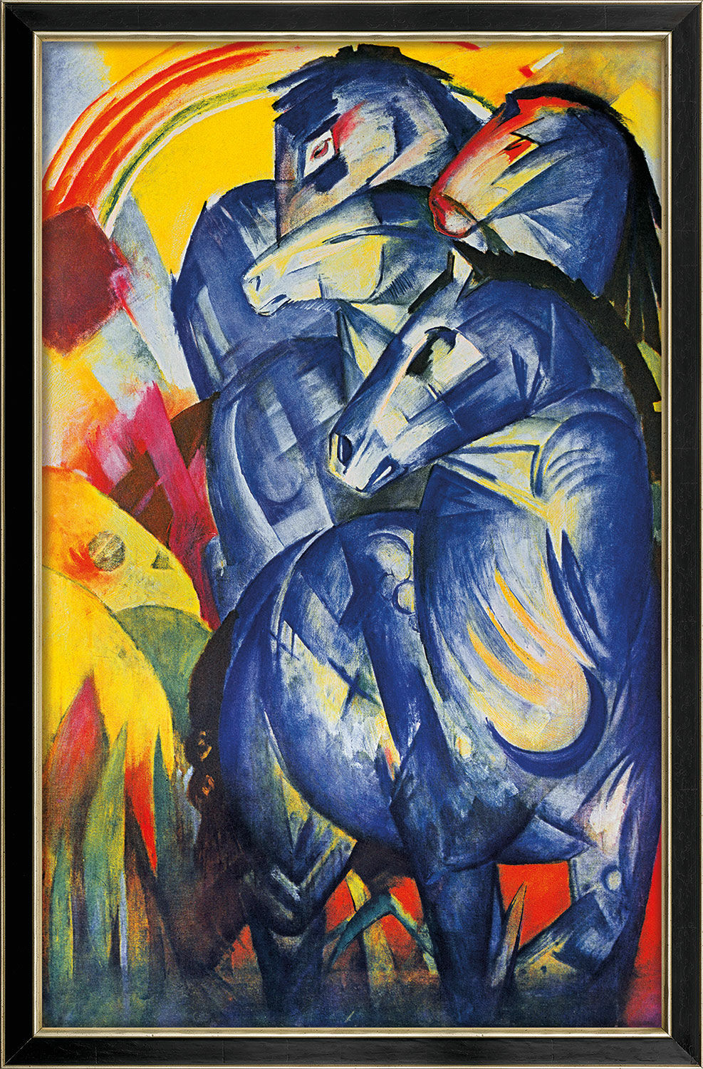 Bild "Turm der blauen Pferde" (1913), gerahmt von Franz Marc