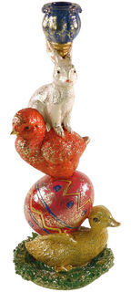 Kerzenleuchter "Osterquartett", Kunstguss
