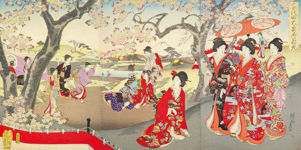 Tableau "Kimono Blossom" (fleur de kimono) von Ysh Chikanobu