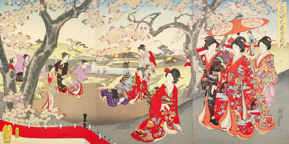 Schilderij "Kimono Blossom" van Ysh Chikanobu