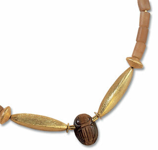 Scarab Necklace Made of Iridescent Tiger Eye