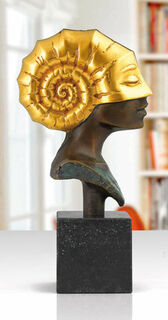Bust "Head of the Ammonite", bronze version partially gold-plated by Michael Becker