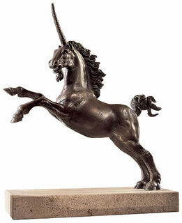 Sculpture "Jumping Unicorn", bonded bronze version by Hans Reising