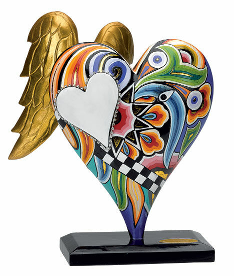Skulptur Liebesbote "Herzenswunsch" mit Beschriftungsfeld, Kunstmarmor handbemalt von Tom's Drag