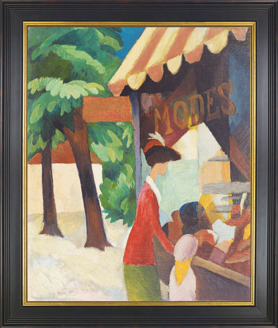 Picture "In Front of the Hat Shop" (1914), framed by August Macke