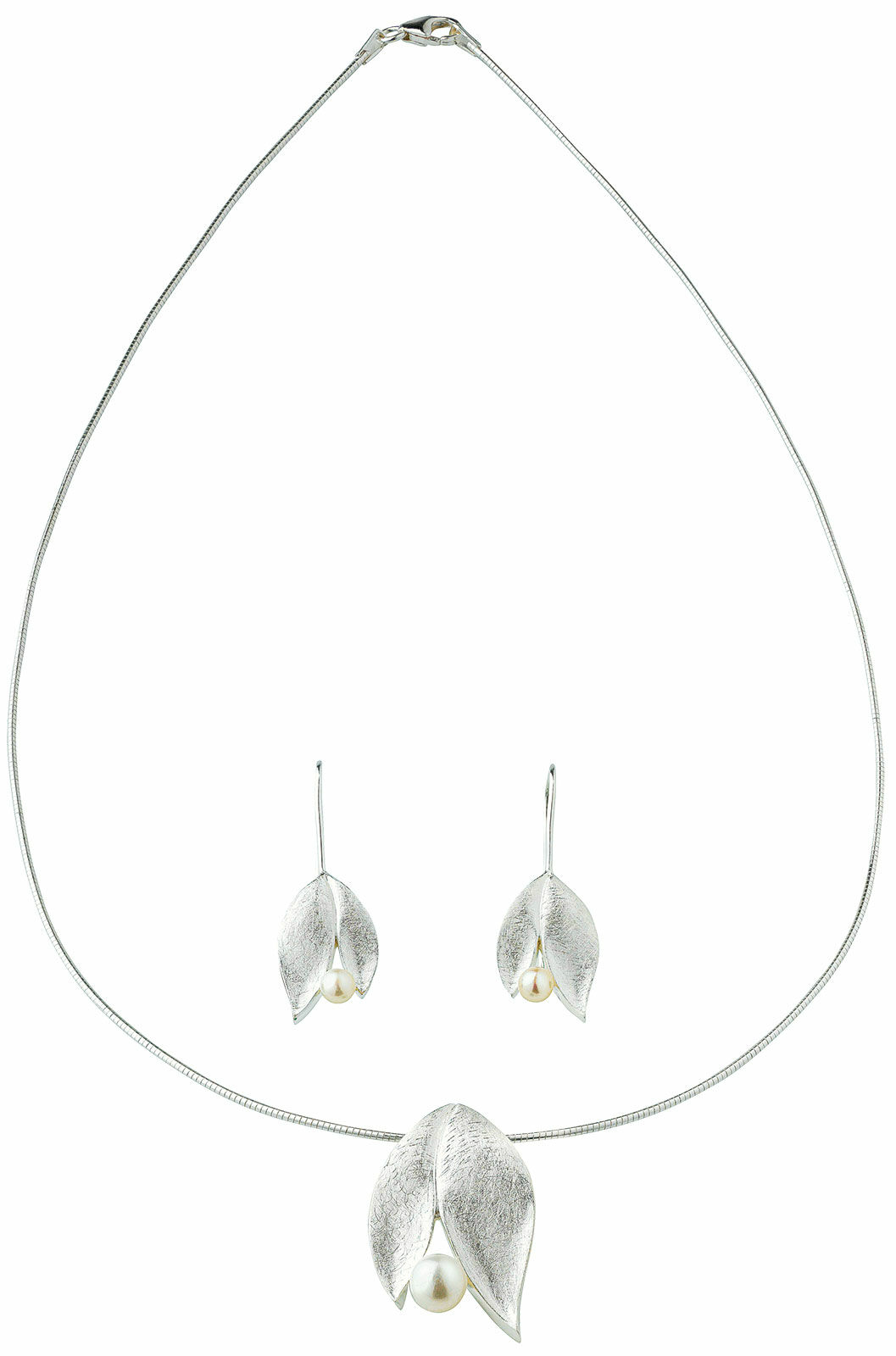 Jewellery set "Silver Leaf" with pearls