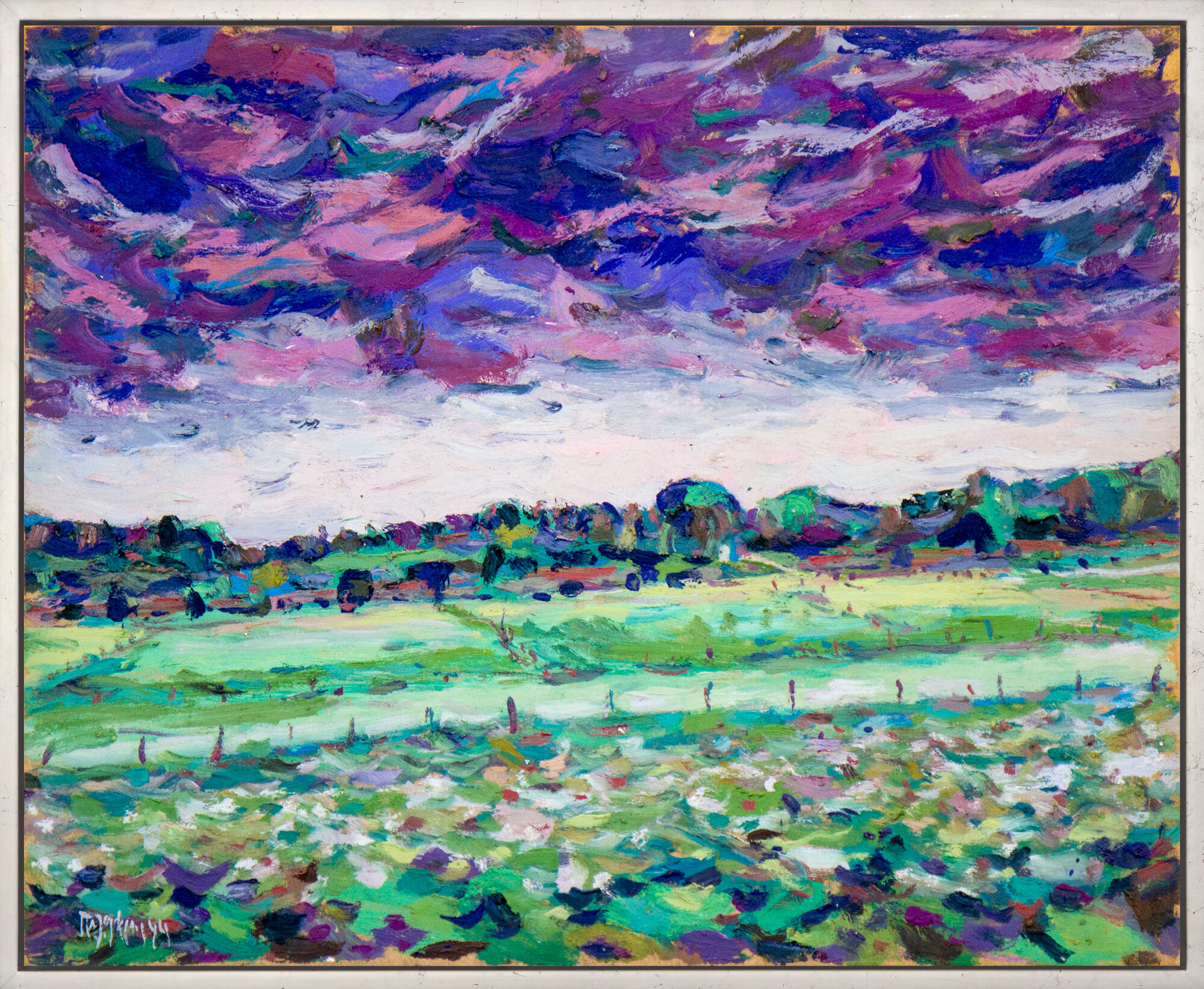 Tableau "Prairies marécageuses et nuages" (1984) (Pièce unique) von Theodor Gerkens