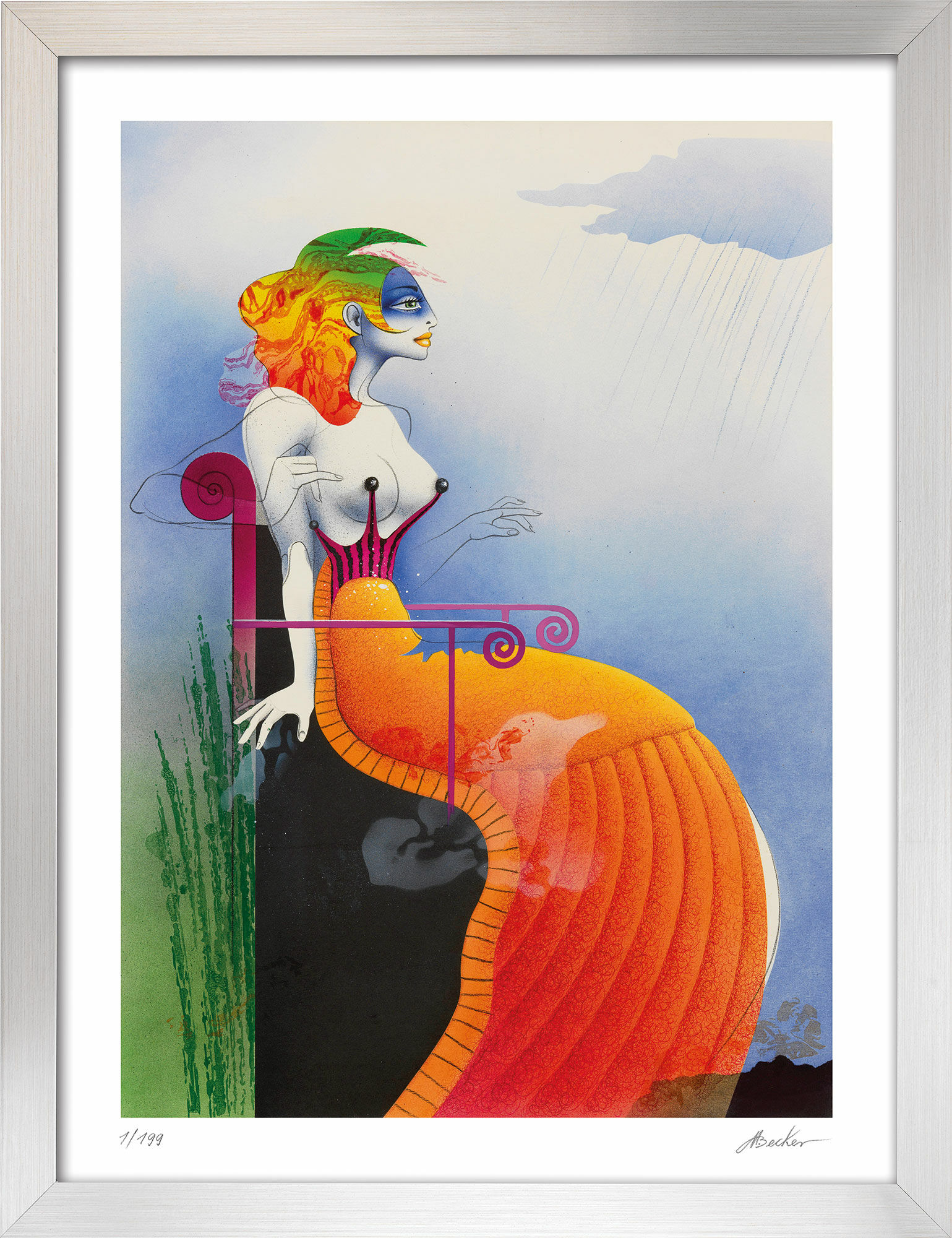 Picture "Woman in Snail Dress", framed by Michael Becker