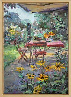 Picture "Rudbeckia" (2023) (original / unique), framed by Sibylle Bross