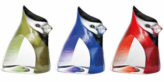 Set of 3 glass objects "Birdie" by Mats Jonasson