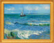 Quadro "Paesaggio marino presso Les Saintes-Maries-de-la-Mer" (1888), versione con cornice dorata di Vincent van Gogh