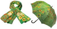 Foulard en soie et Parapluie-canne "Jardin paysan avec tournesols" (1907) en set