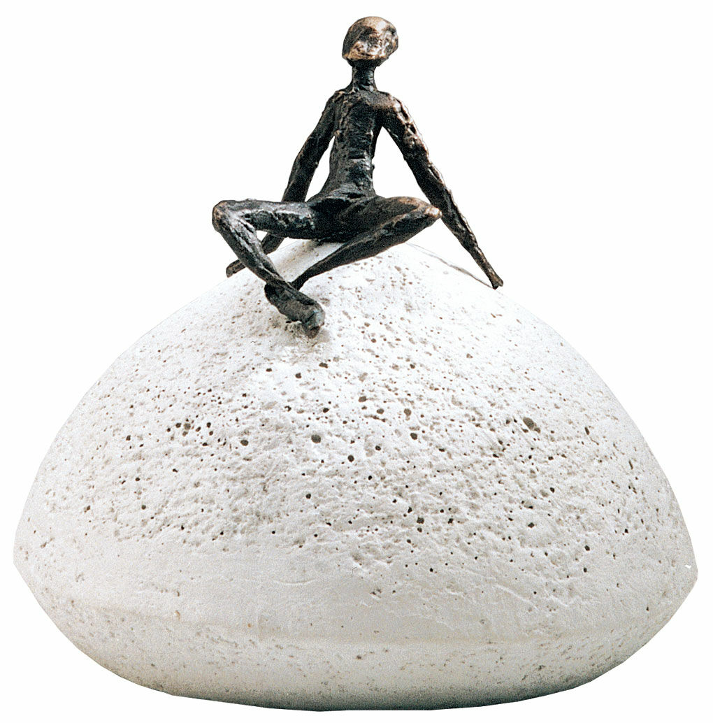 Sculptuur " Tijd om te ontspannen ", brons op gegoten steen von Luise Kött-Gärtner