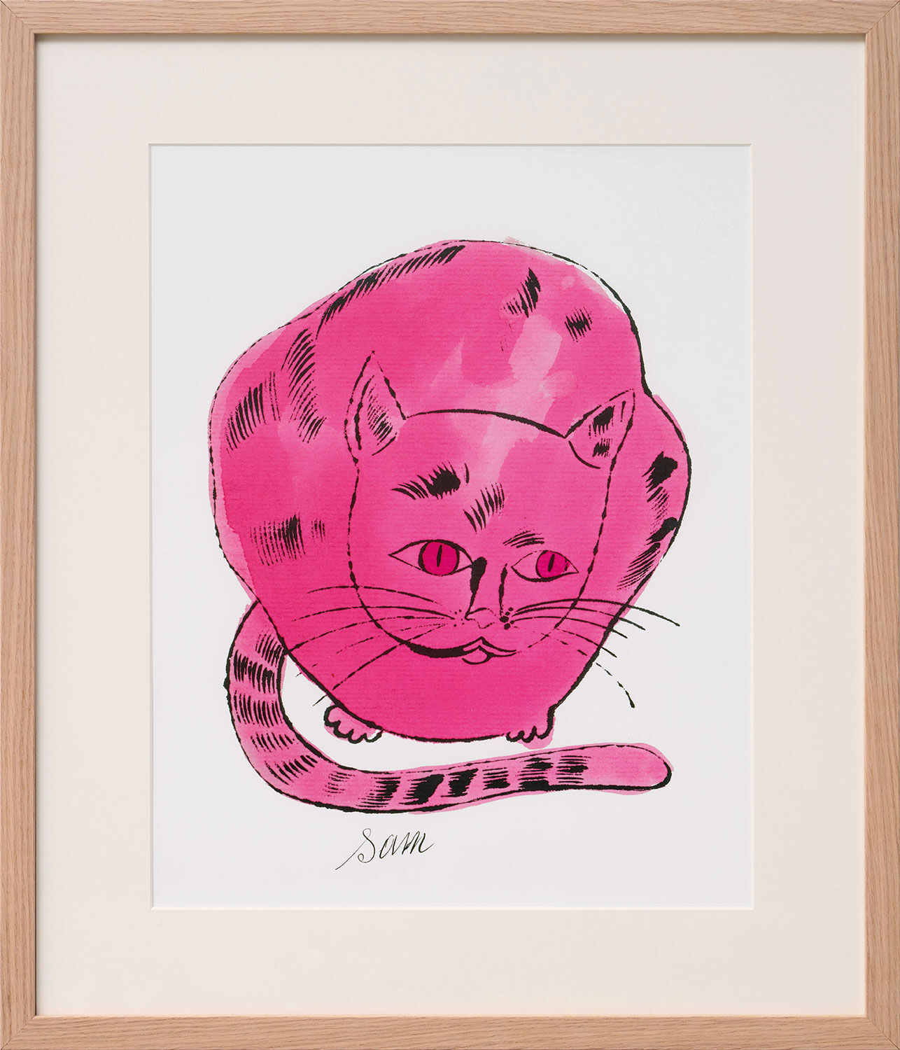 Quadro "Sam (Hot Pink Sam)" (1954), incorniciato di Andy Warhol