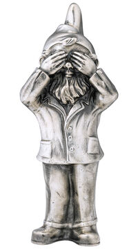 Scultura "Portatore di segreti - Non vedere nulla", versione argentata