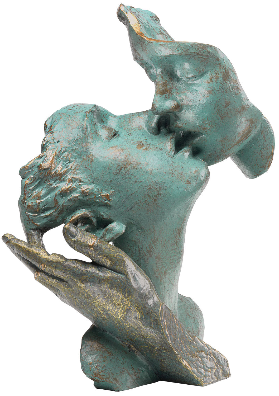 Escultura "El Beso", aspecto de piedra fundida de Angeles Anglada