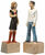 Sculpture pair "Woman" + "Man", cast wood finish