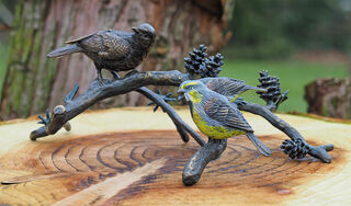 Haveskulptur "Fugle på gren", bronze