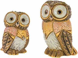 Set of 2 ceramic figurines "Owl Couple"