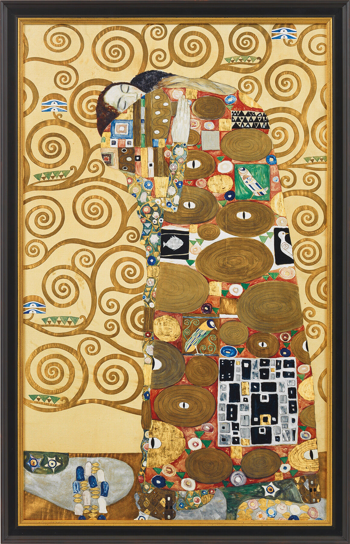 Schilderij "De vervulling" (1905/09), ingelijst van Gustav Klimt