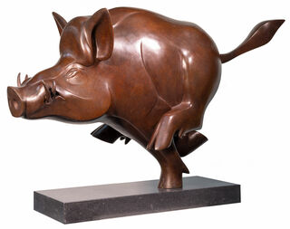 Sculpture "Wild Boar", bronze brown