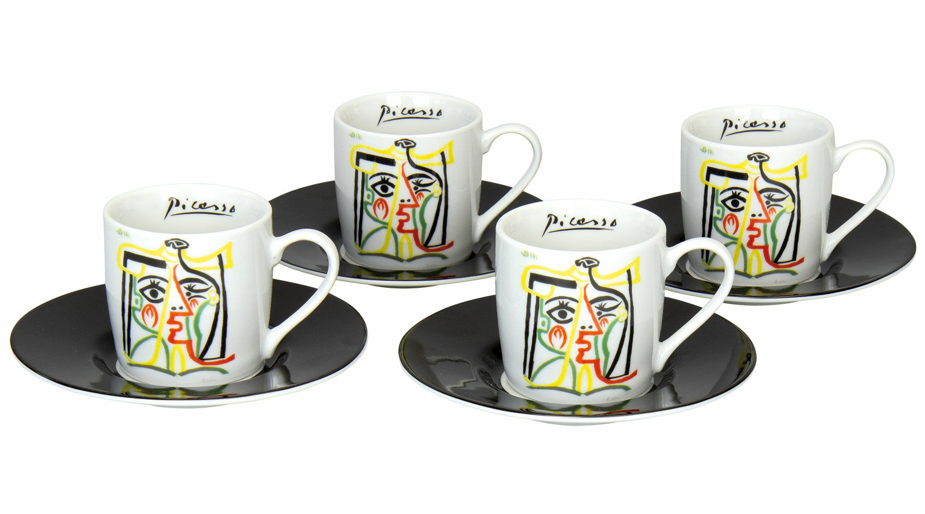 4 Espressotassen "Jacqueline con sombrero de paja" im Set, Porzellan von Pablo Picasso
