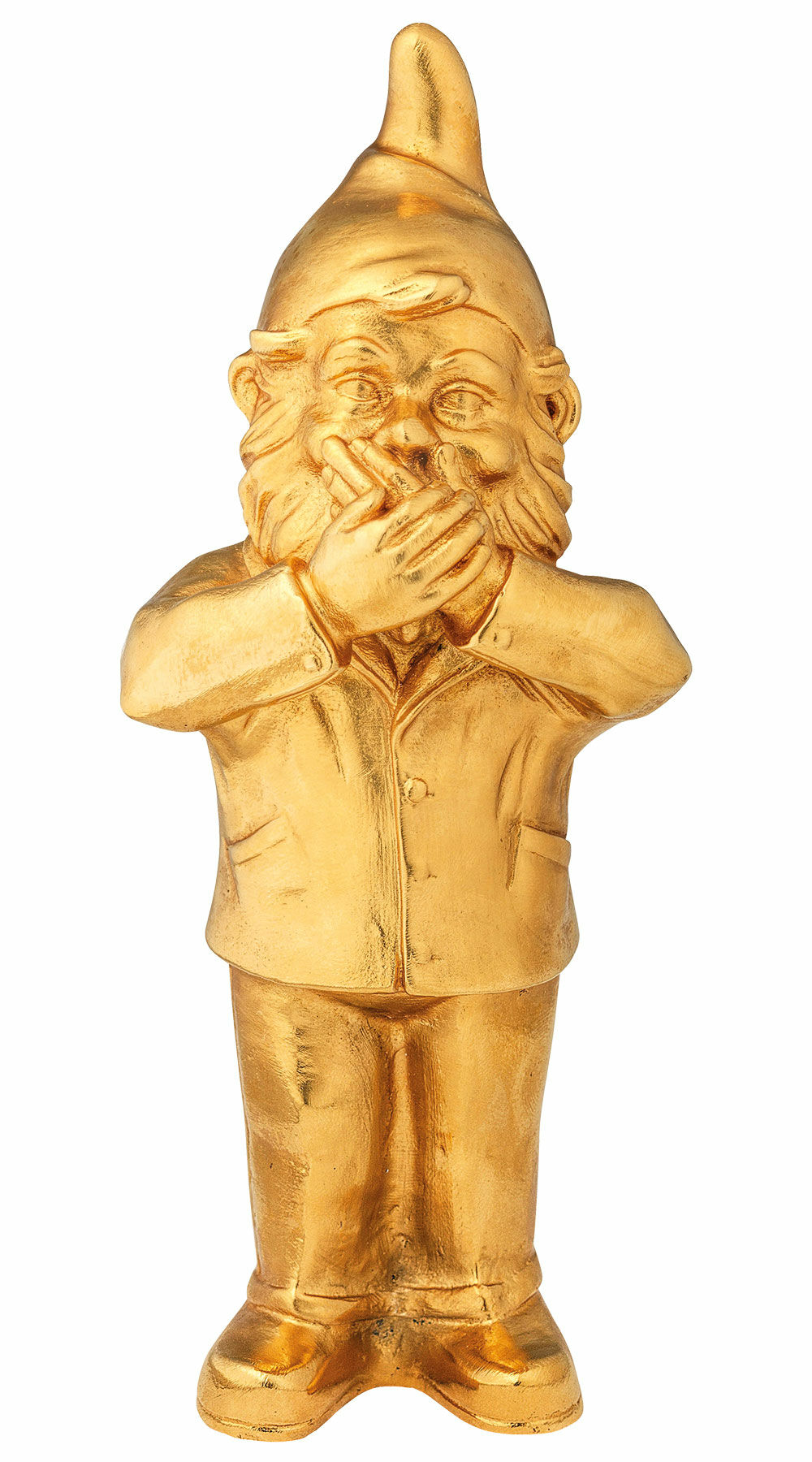 Sculpture "Bearer of Secrets - Say Nothing", gold-plated version by Ottmar Hörl