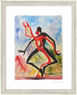 Bild "Tanz mit mir" (2023), Version silberfarben gerahmt von Helge Leiberg