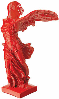 Skulptur "Nike von Samothrake", Kunstguss rot