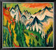 Bild "Berggipfel" (1918), Version schwarz-silberfarben gerahmt von Ernst Ludwig Kirchner