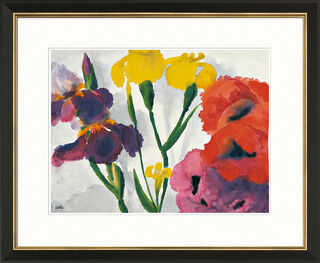 Picture "Irises and Poppies", black and golden framed version