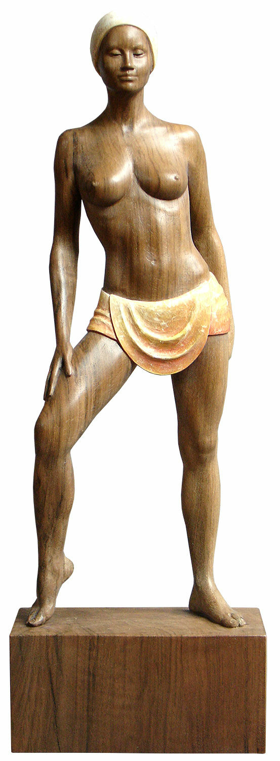 Wooden sculpture "La Protettrice" (2012) (Original / Unique piece) by Richard Senoner