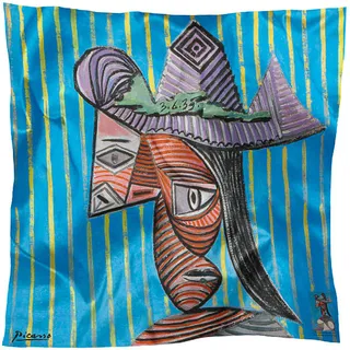 Foulard en soie "Buste de femme au Chapeau rayé"