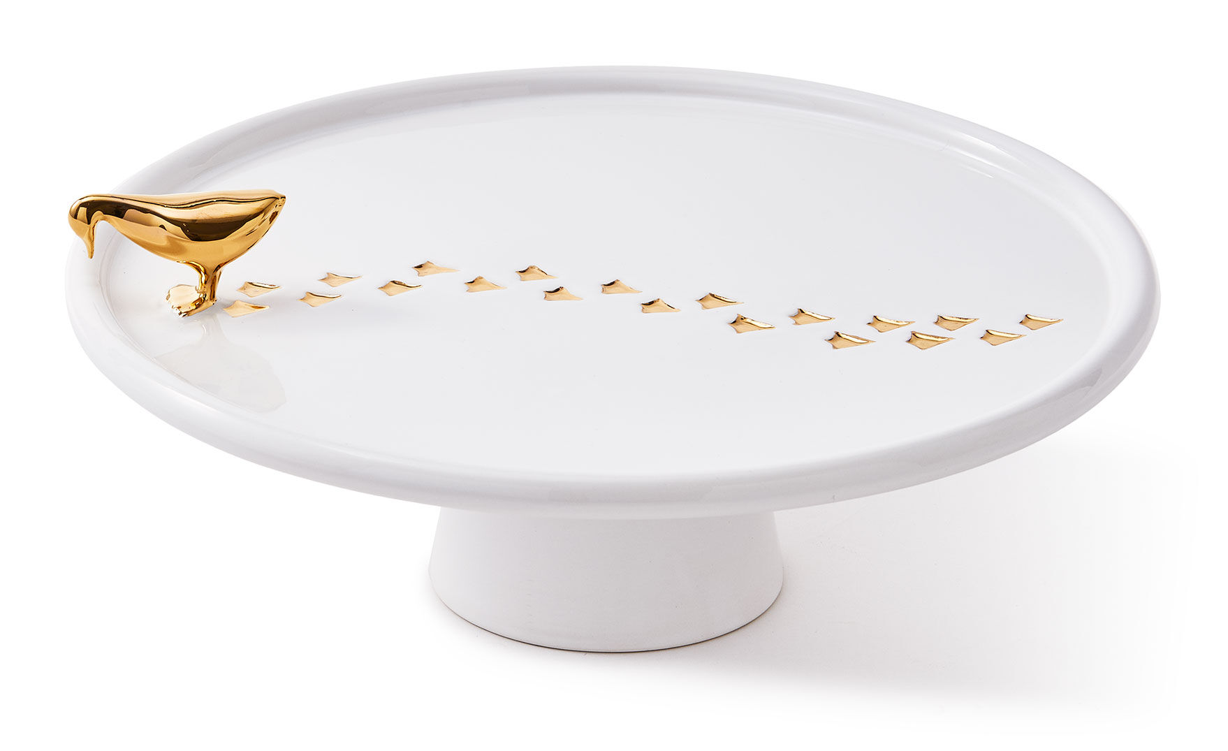 Serving platter "Walking Duck", white and golden version by Pols Potten