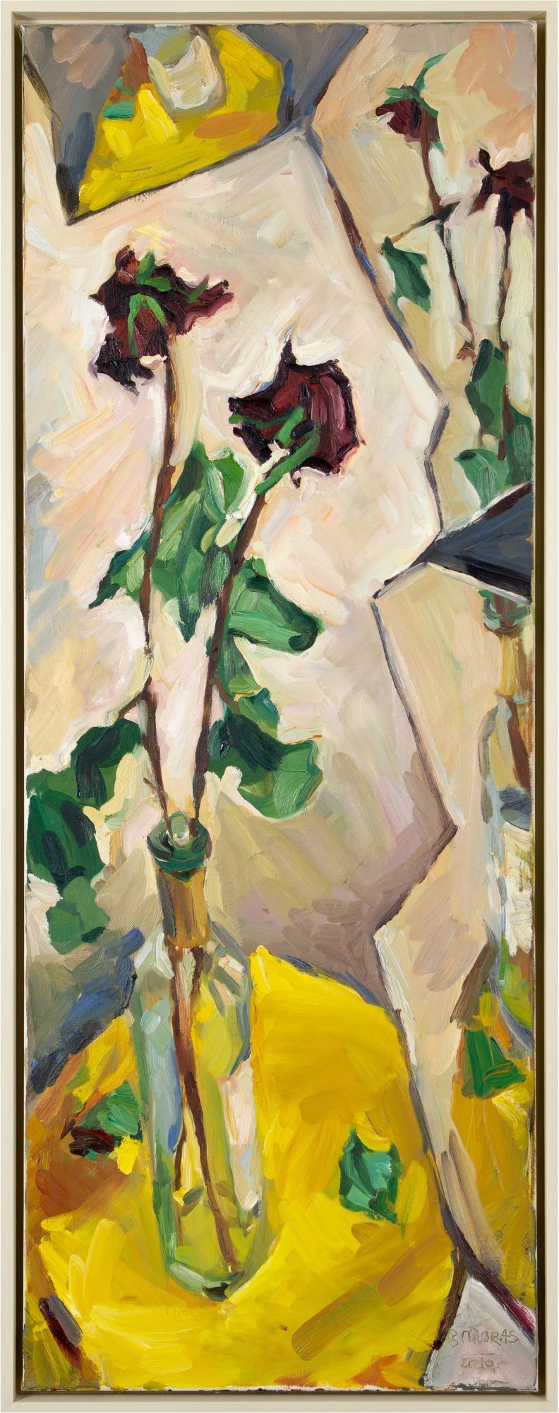 Schilderij "Rozen op geel" (2010) (Uniek stuk) van Bettina Moras