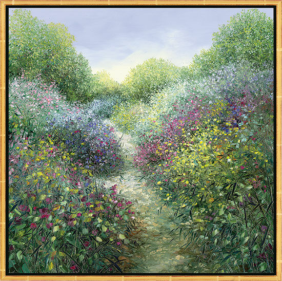Tableau "Chemin Fleurie en Provence", encadré von Jean-Claude Cubaynes