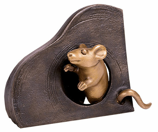 Gartenskulptur "Maus, schauend", Bronze