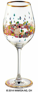 (PM XIX/4) Weinglas "BEAUTY IS A PANACEA - Gold - Rotwein" von Friedensreich Hundertwasser