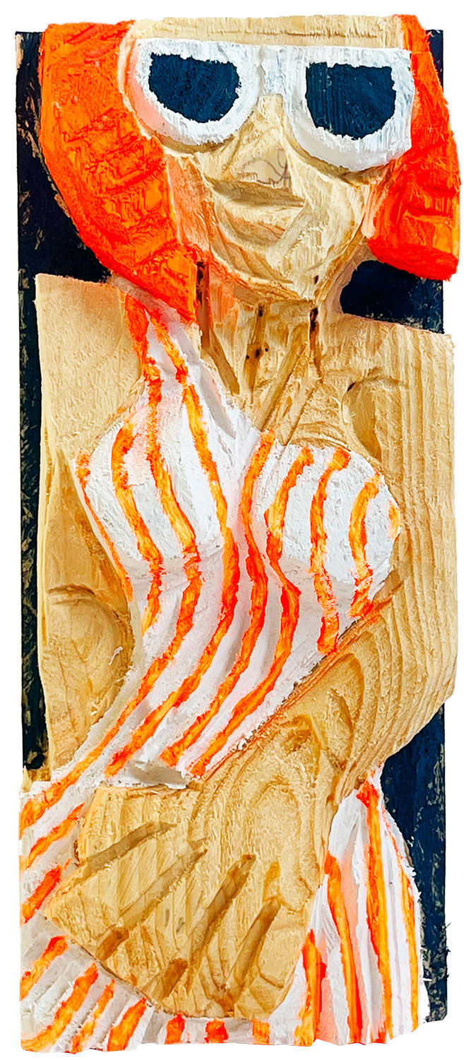 Vægmalerirelief "Orange Is The New Red" (2026) (Original / Unikat), træ af Jörg Herz