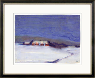 Bild "Hülltoft Hof (im Winter)", Version schwarz-silberfarben gerahmt