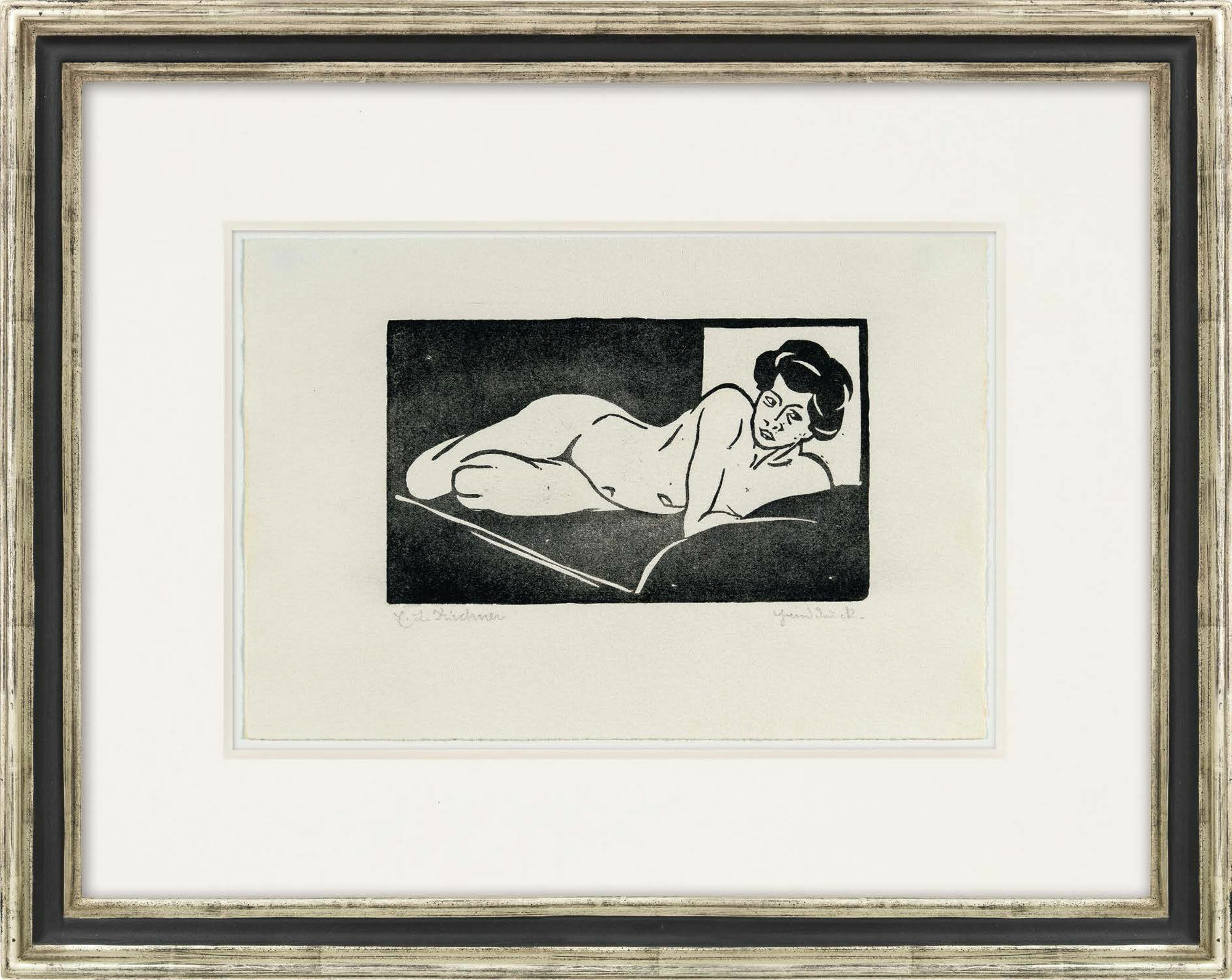 Billede "Hvilende nøgen pige - model 5" (1905) von Ernst Ludwig Kirchner