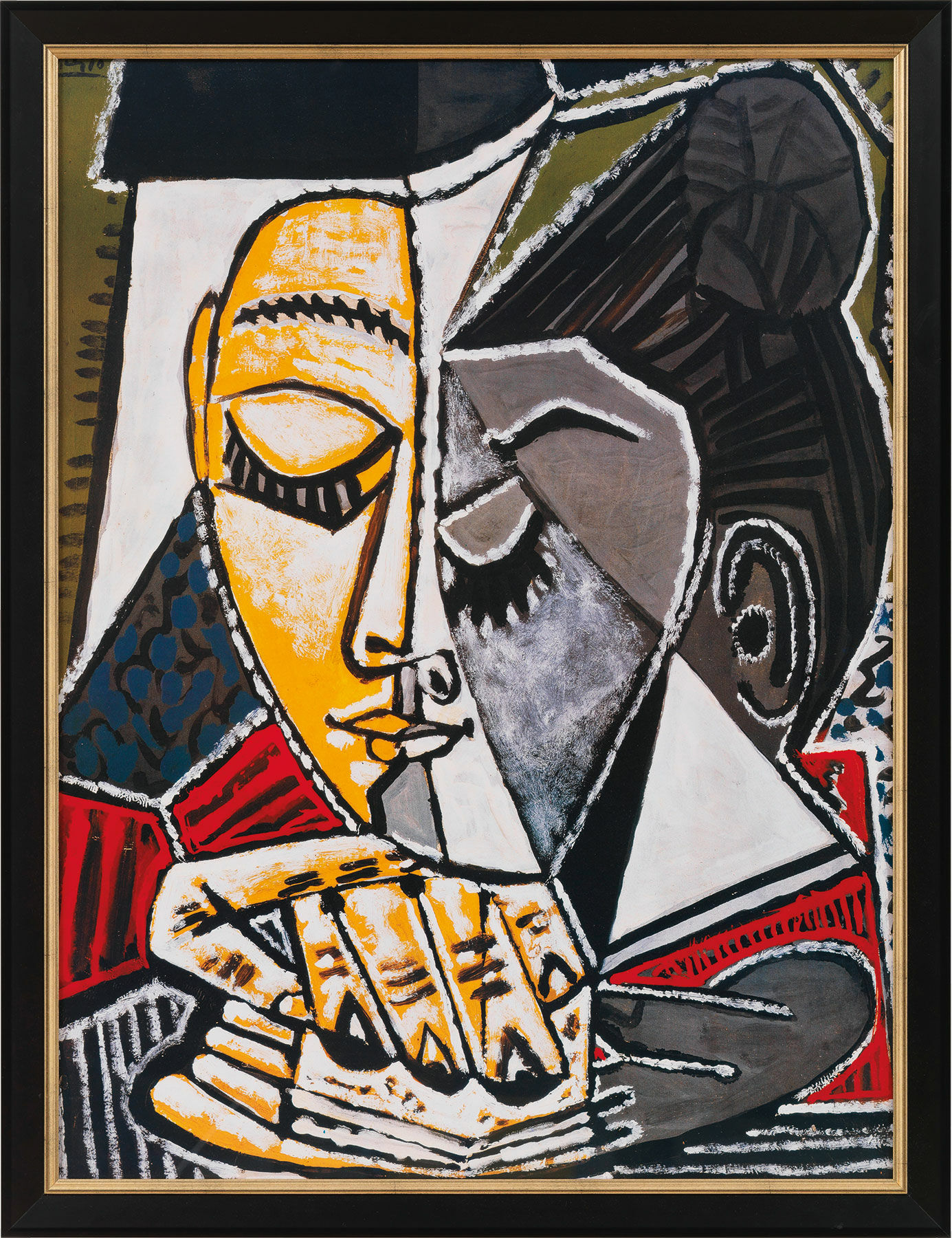 Bild "Kopf einer lesenden Frau", gerahmt von Pablo Picasso