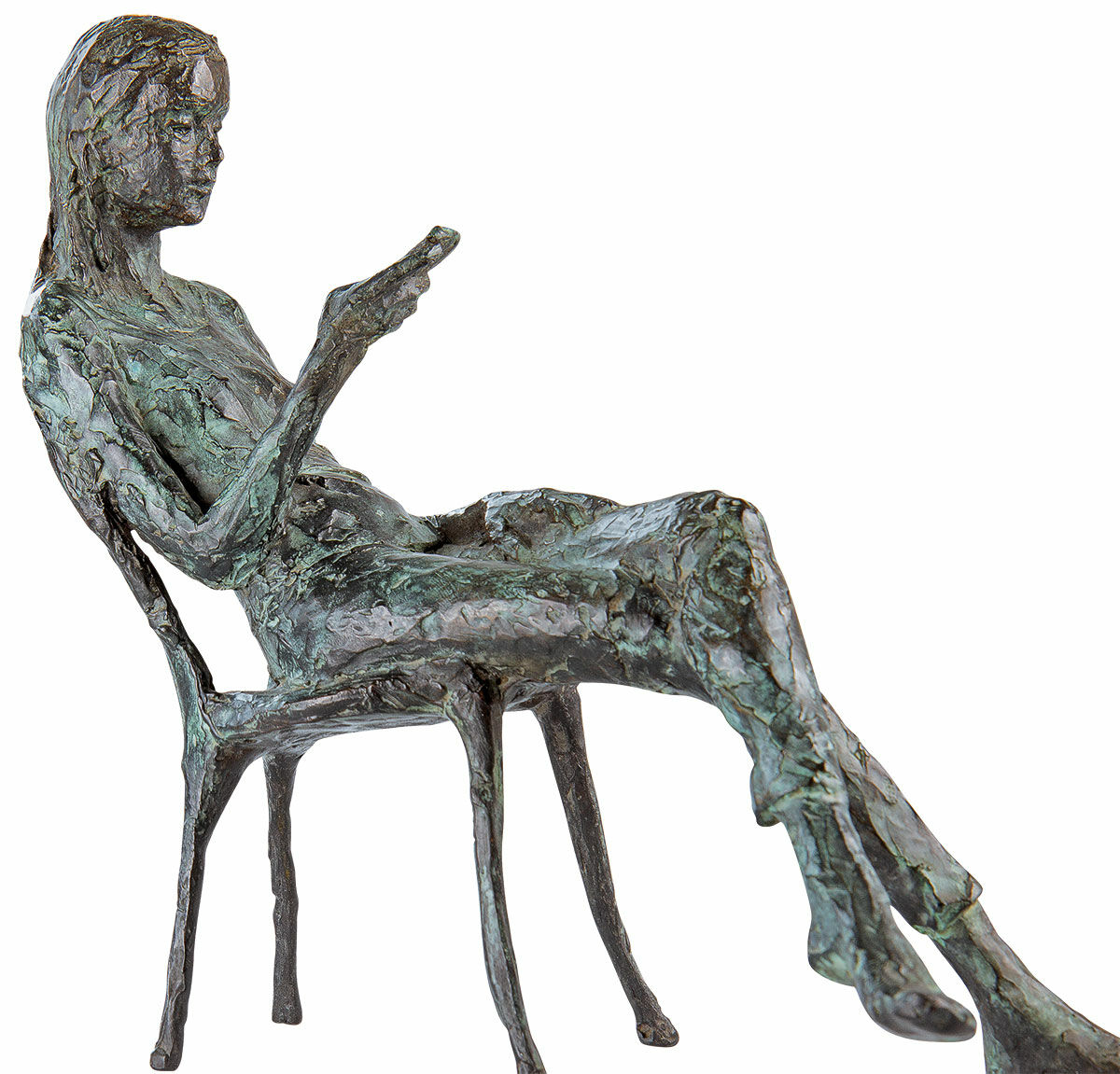 Skulptur "In Gedanken an Dich", Version Bronze grün/grau von Valerie Otte